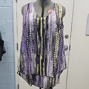 Chic Purple and Black Sleeveless Tunic
